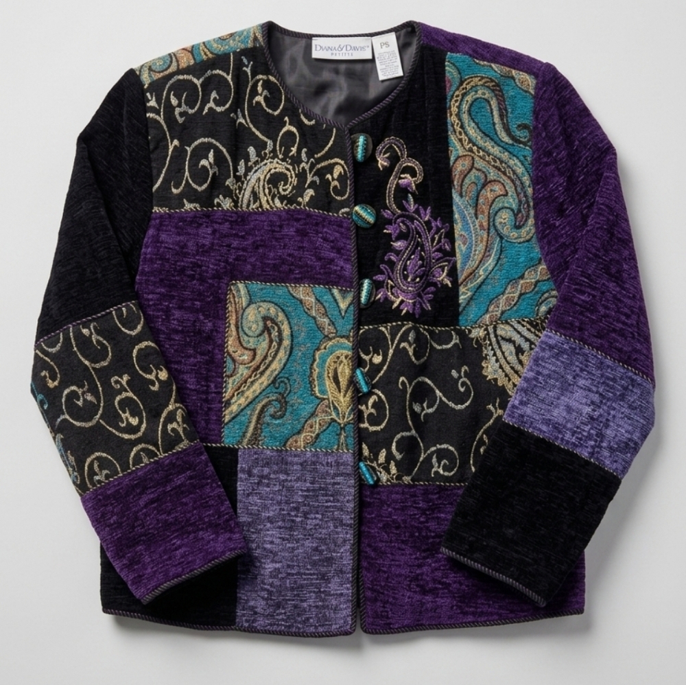 Draper's & Damon's Patchwork Embroidered Button Up Blazer Jacket